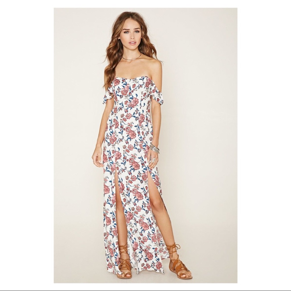 LIKE NEW🌟 Forever 21 off-the-shoulder floral maxi